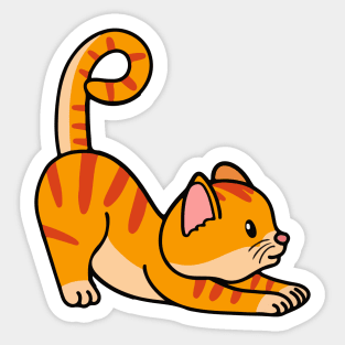 cute cat streching animal yoga concept kitten doing yoga Sticker